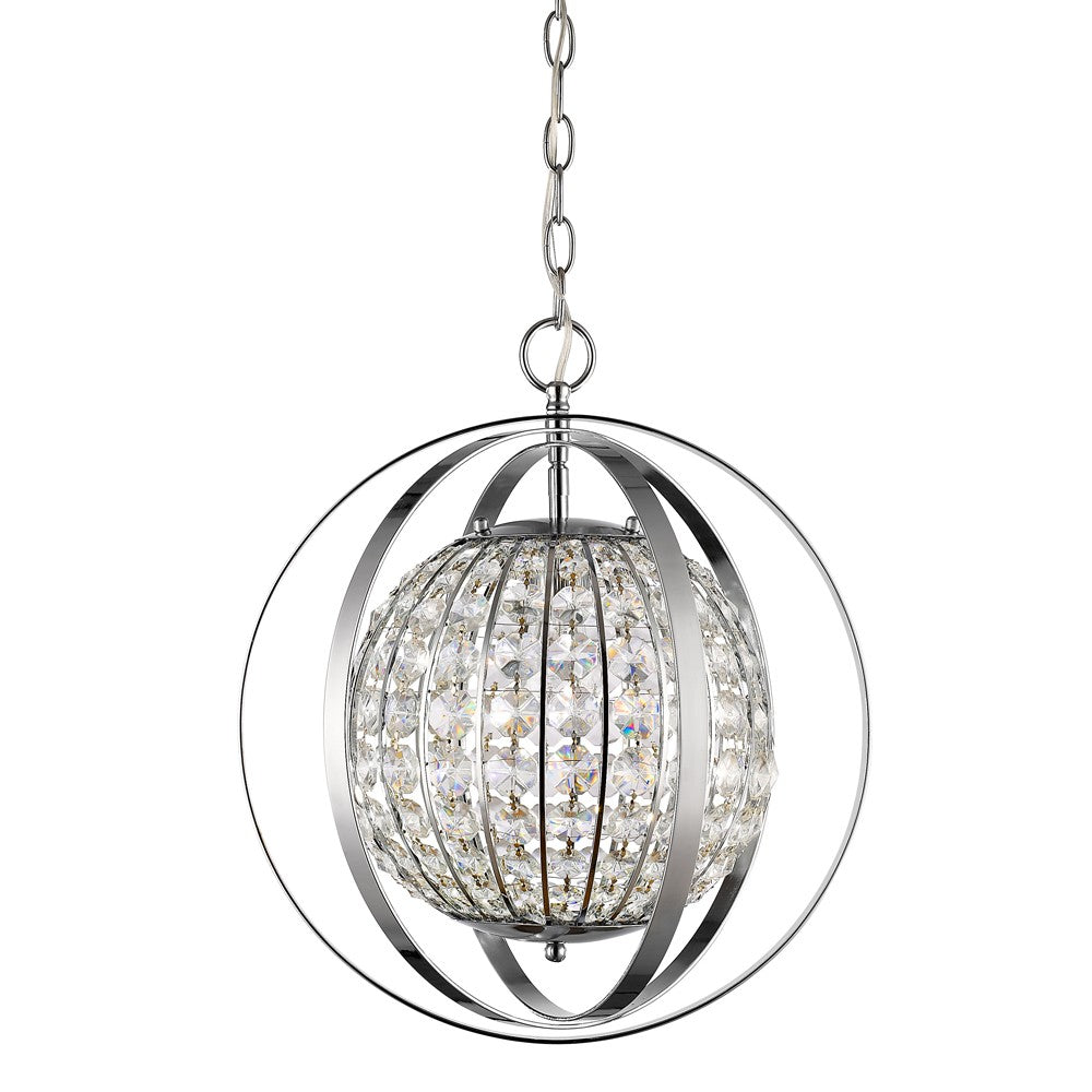 Olivia 1-Light Nickel Crystal Globe Pendant