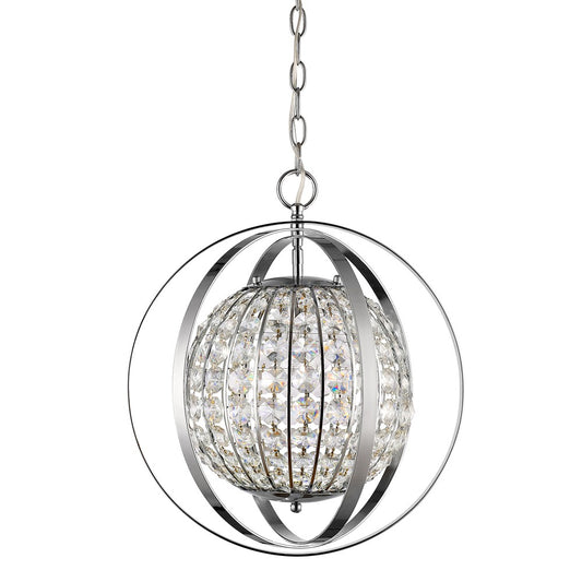 Olivia 1-Light Nickel Crystal Globe Pendant