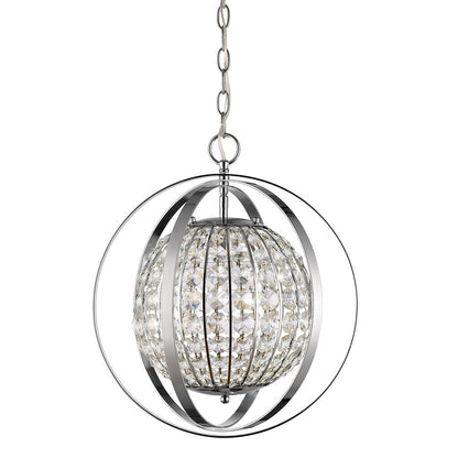 Olivia 1-Light Nickel Crystal Globe Pendant