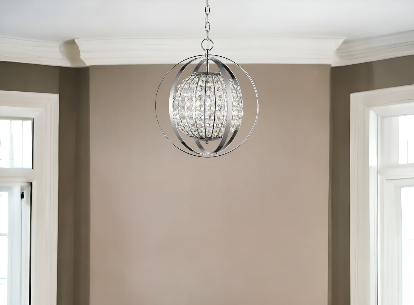 Olivia 1-Light Nickel Crystal Globe Pendant
