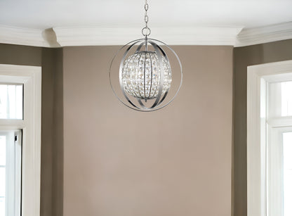 Olivia 1-Light Nickel Crystal Globe Pendant