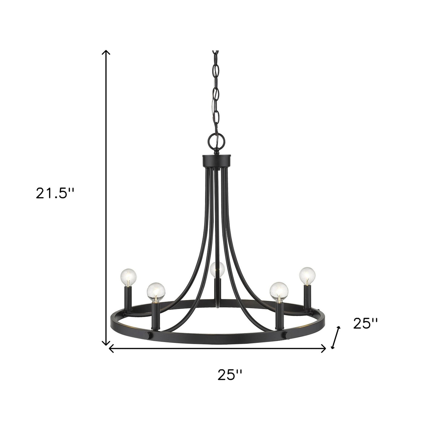Black Candle Style 5 Light Dimmable Chandelier