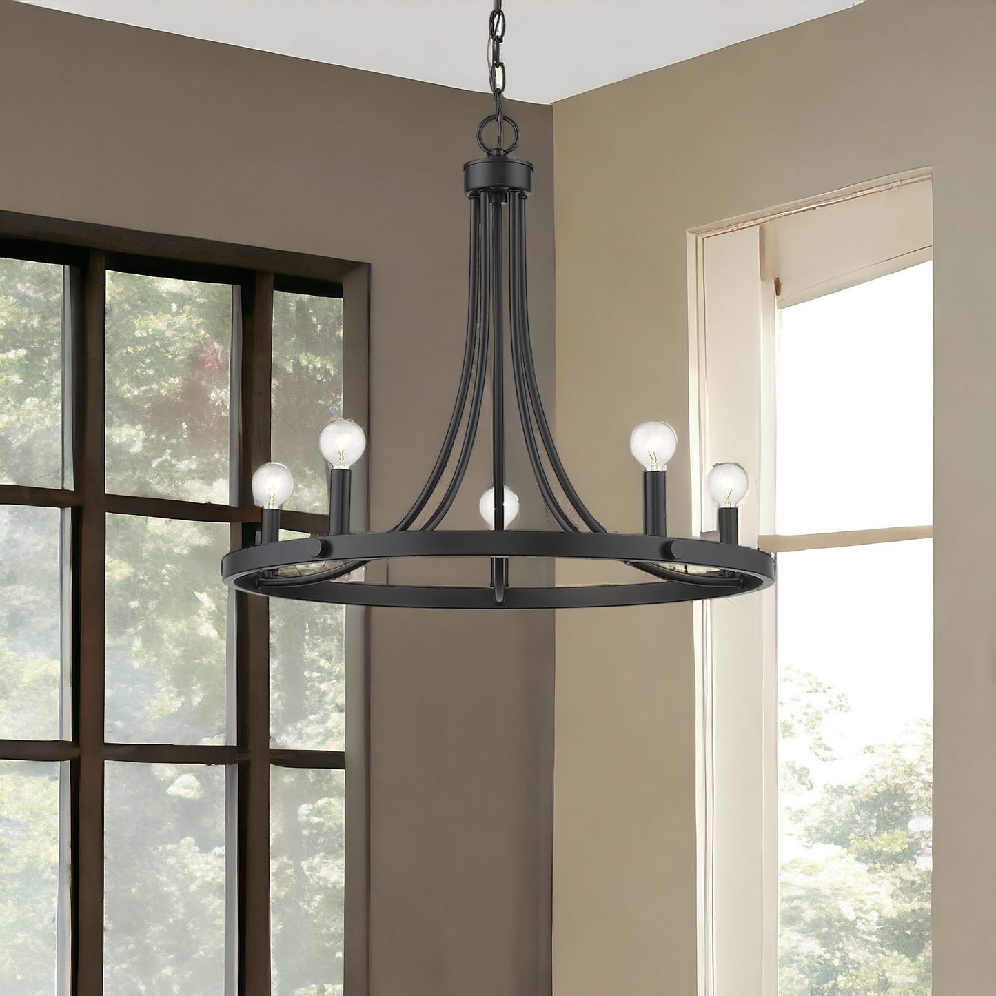 Black Candle Style 5 Light Dimmable Chandelier