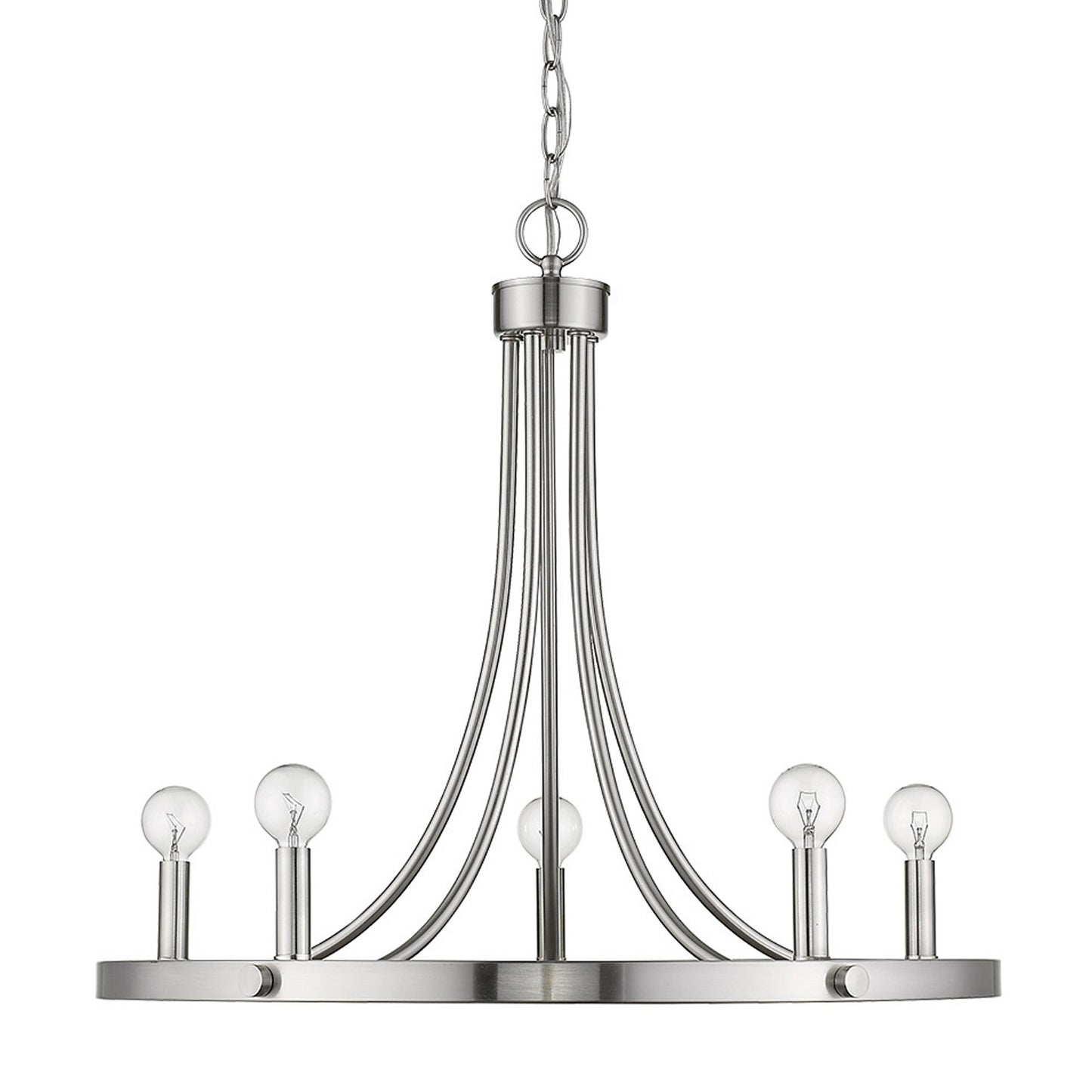 Silver Candle Style 5 Light Dimmable Chandelier