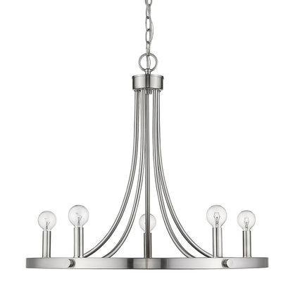 Silver Candle Style 5 Light Dimmable Chandelier
