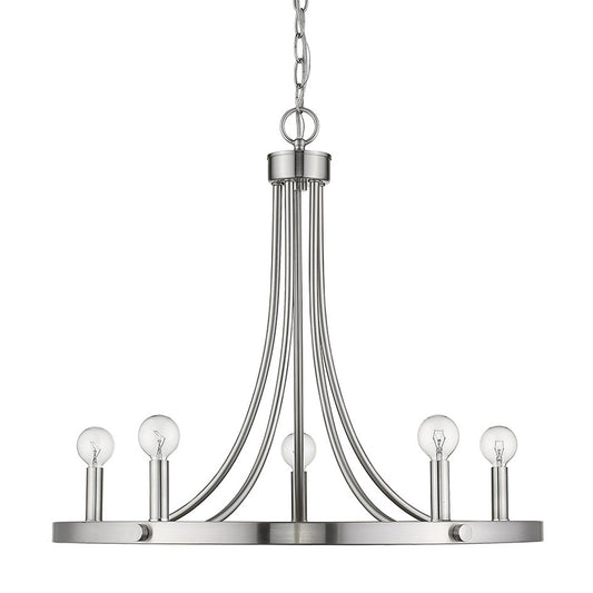 Silver Candle Style 5 Light Dimmable Chandelier