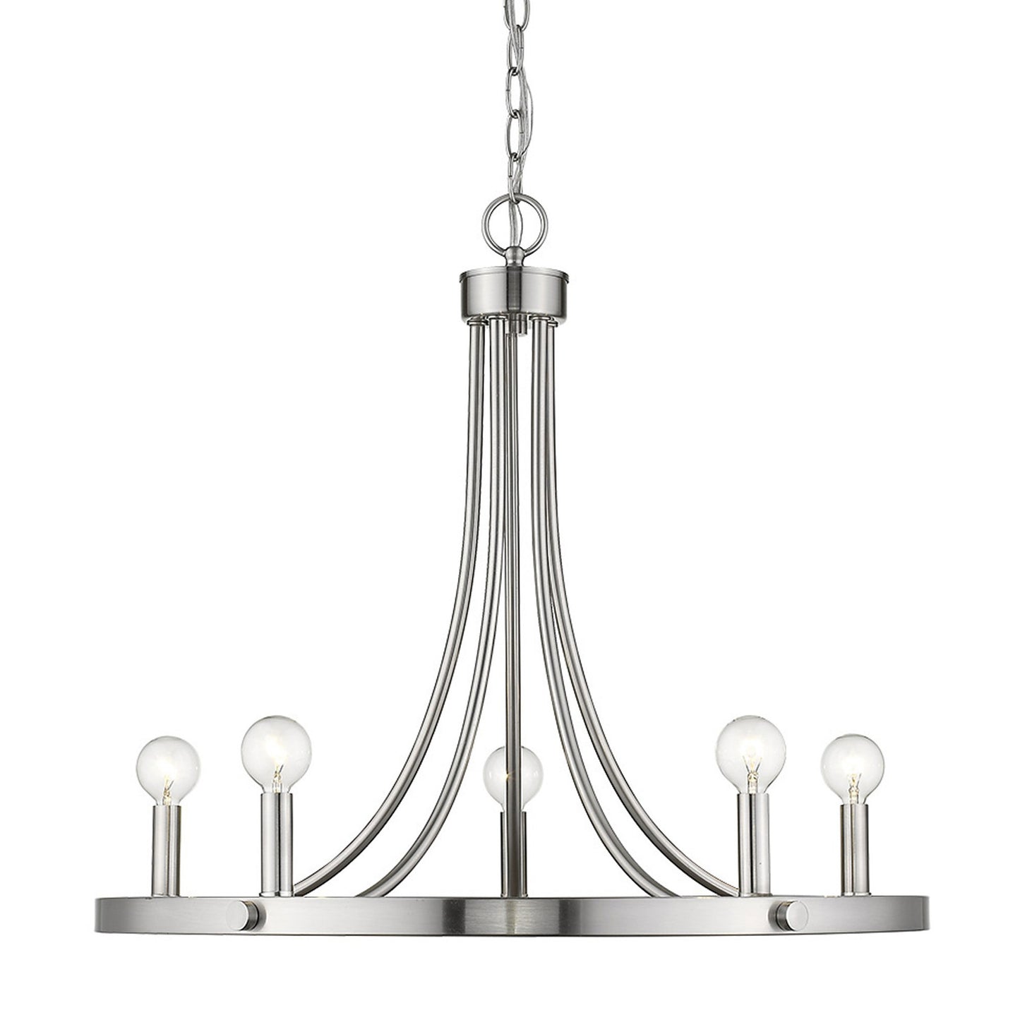 Silver Candle Style 5 Light Dimmable Chandelier