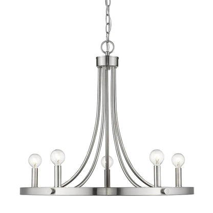Silver Candle Style 5 Light Dimmable Chandelier