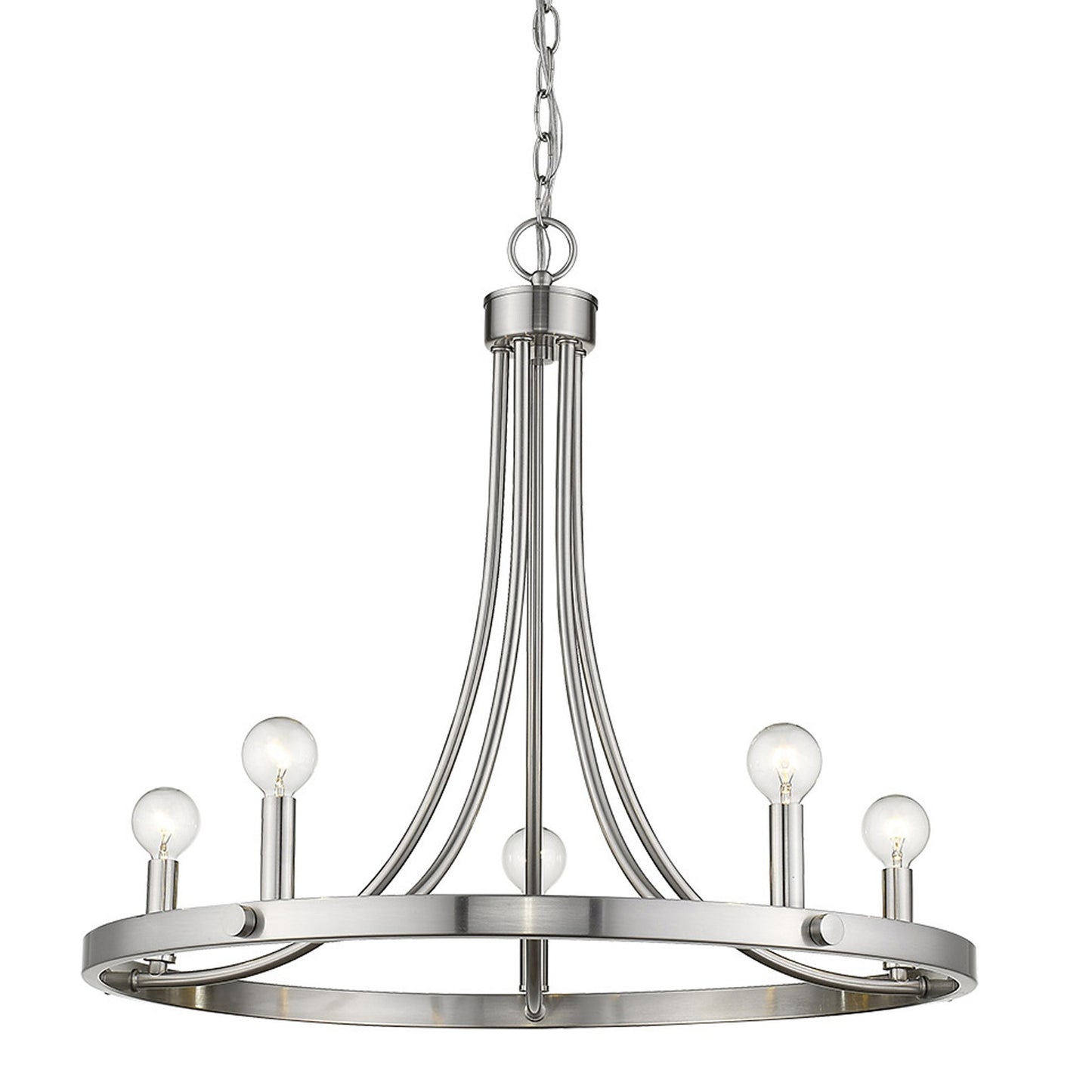 Silver Candle Style 5 Light Dimmable Chandelier