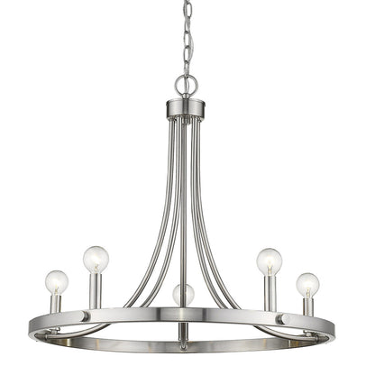 Silver Candle Style 5 Light Dimmable Chandelier