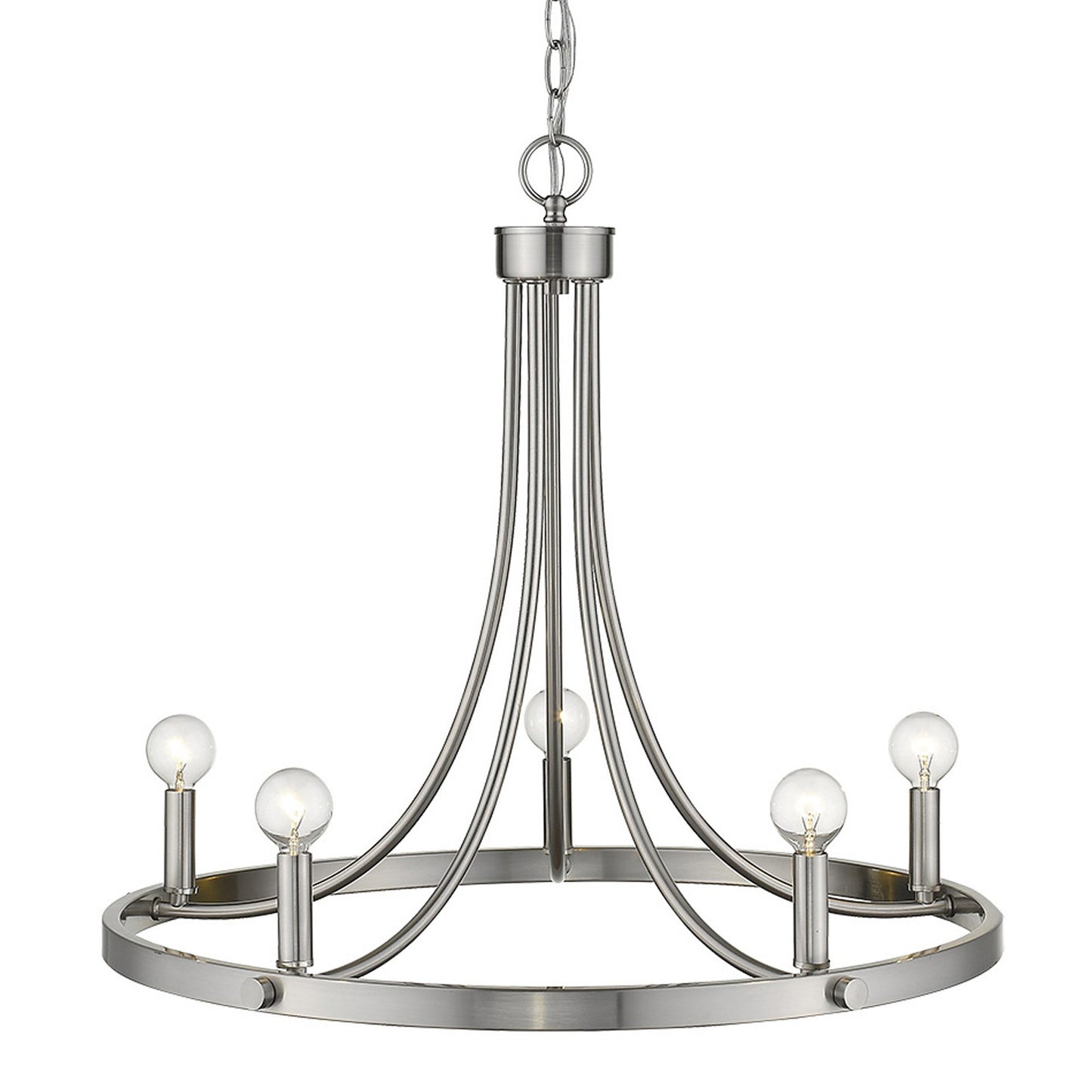 Silver Candle Style 5 Light Dimmable Chandelier