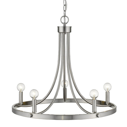 Silver Candle Style 5 Light Dimmable Chandelier