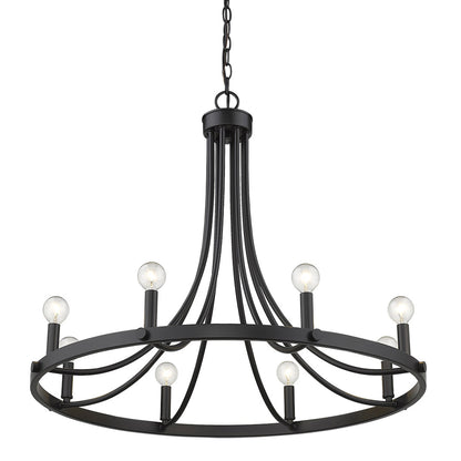 Black Candle Style 8 Light Dimmable Chandelier