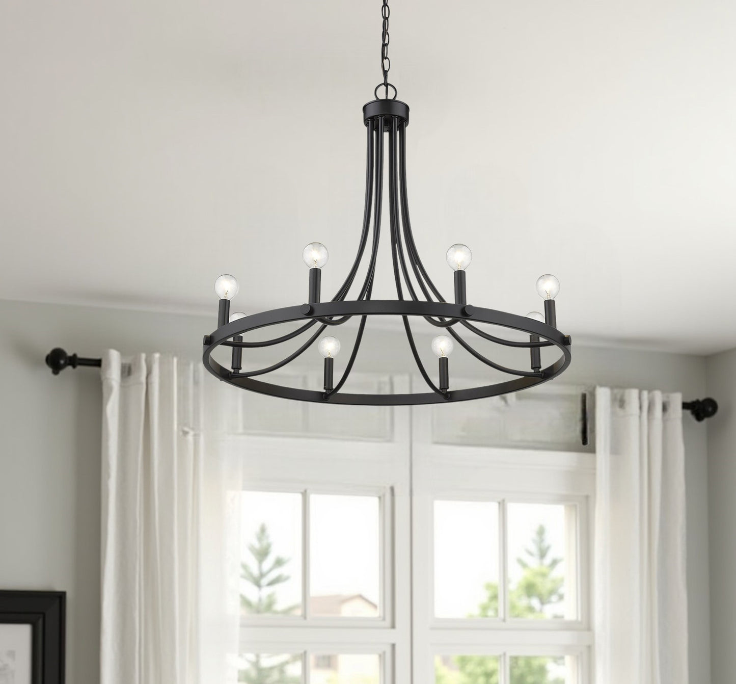 Black Candle Style 8 Light Dimmable Chandelier