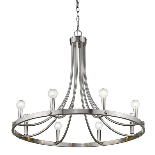 Silver Candle Style 8 Light Dimmable Chandelier