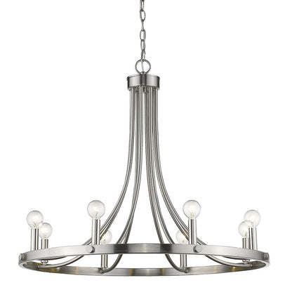 Silver Candle Style 8 Light Dimmable Chandelier