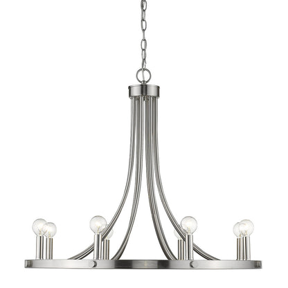Silver Candle Style 8 Light Dimmable Chandelier