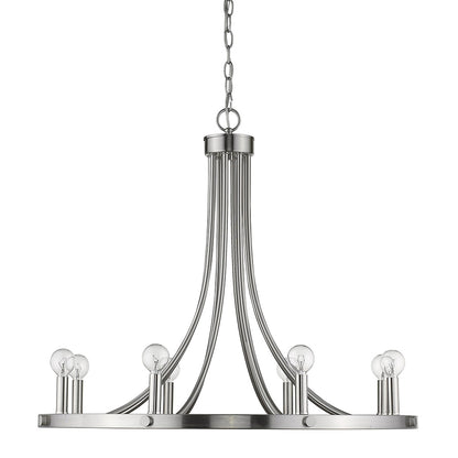 Silver Candle Style 8 Light Dimmable Chandelier