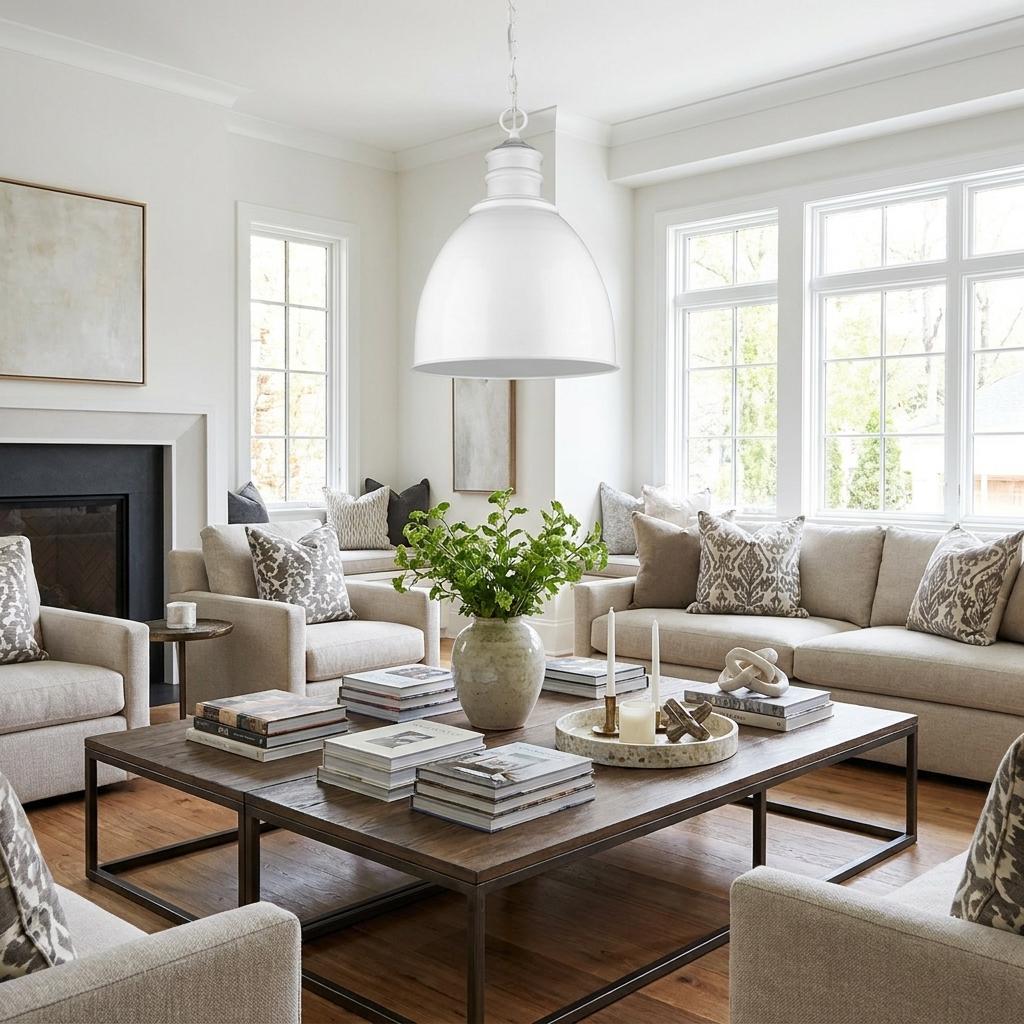 White Ceiling Light w/ Shades