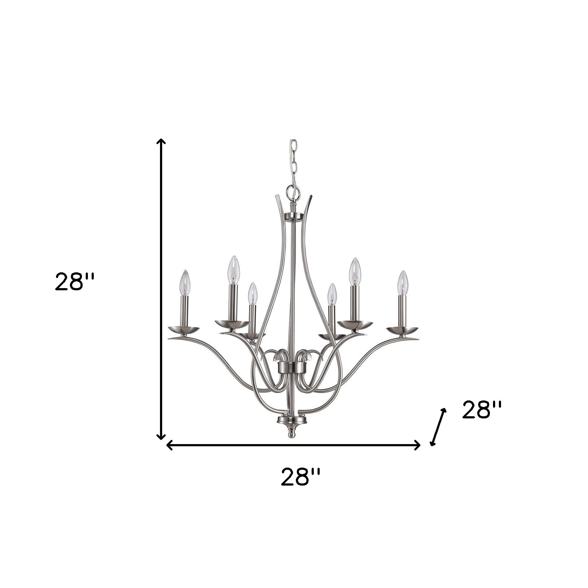 Nickel Candle Style 6 Light Dimmable Chandelier