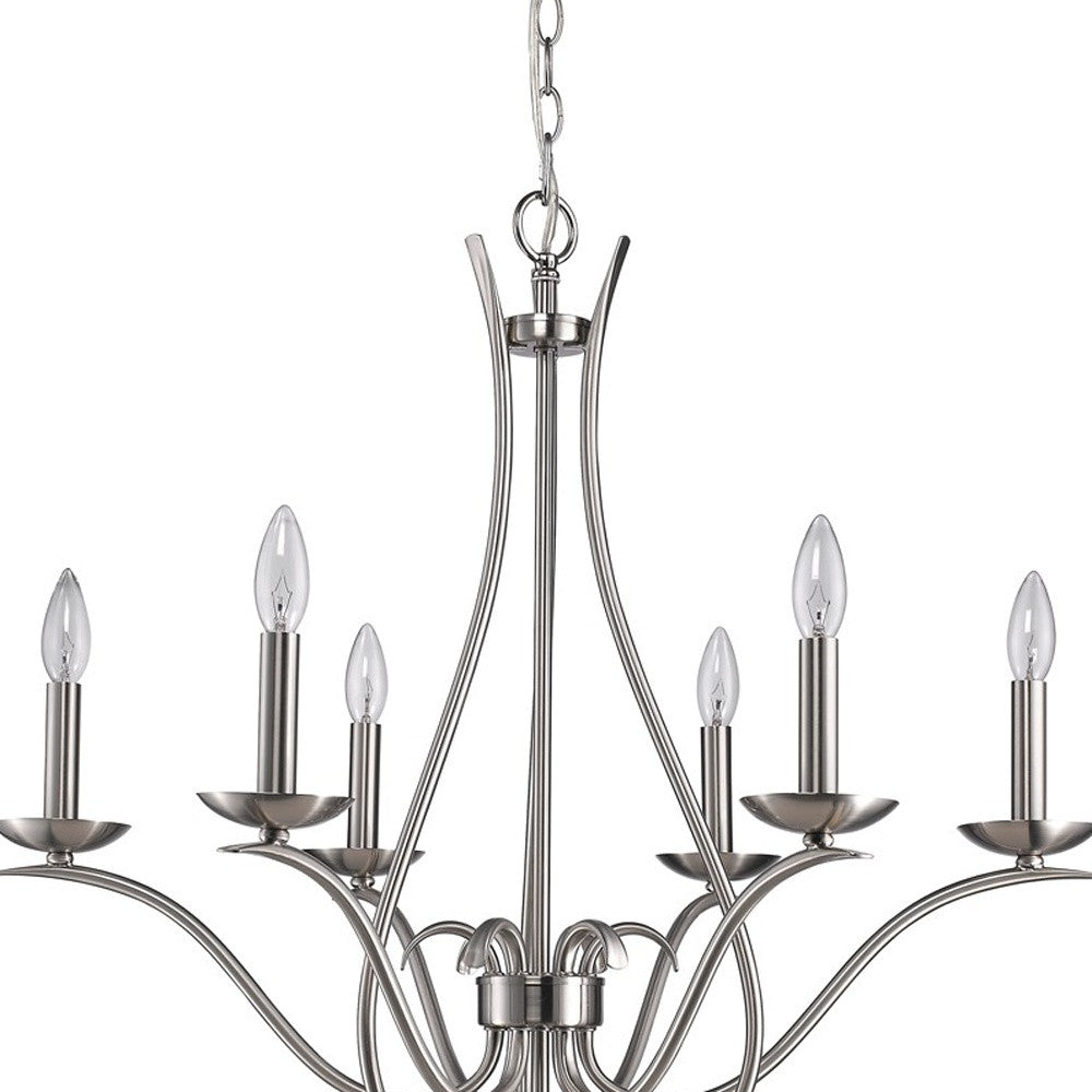 Nickel Candle Style 6 Light Dimmable Chandelier