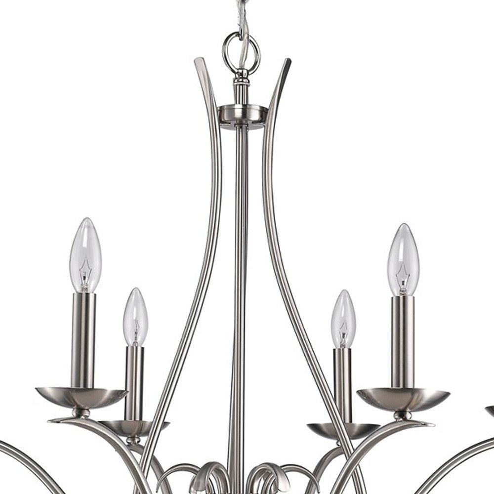 Nickel Candle Style 6 Light Dimmable Chandelier