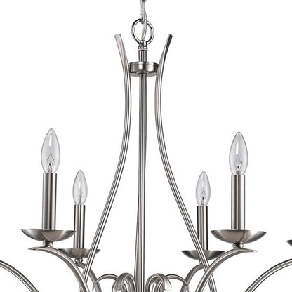 Nickel Candle Style 6 Light Dimmable Chandelier