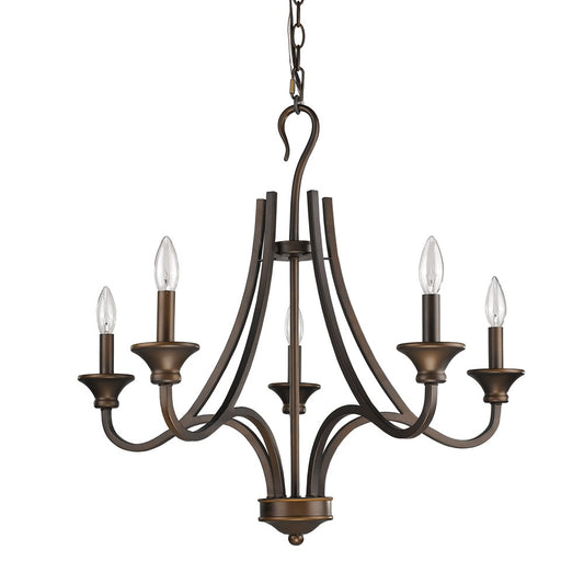 Bronze Candle Style 5 Light Dimmable Chandelier