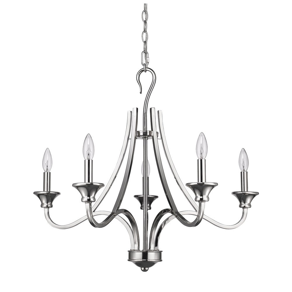Nickel Candle Style 5 Light Dimmable Chandelier