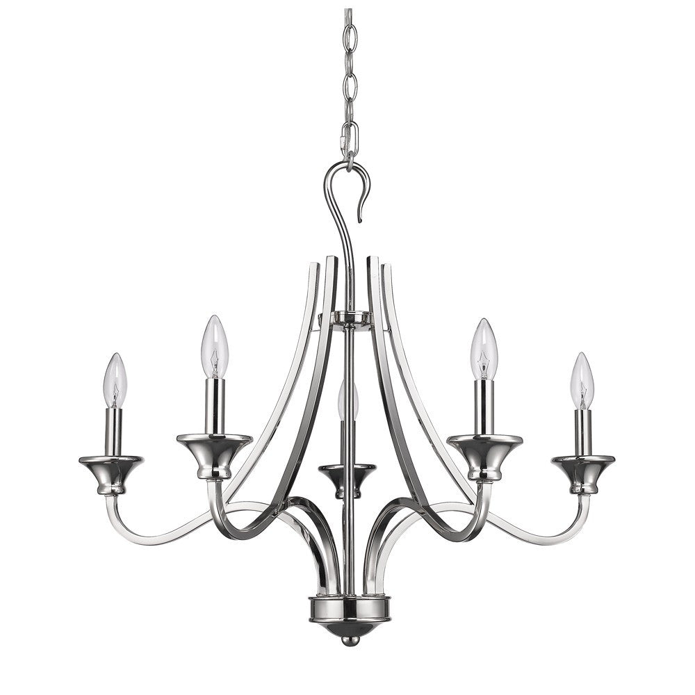 Nickel Candle Style 5 Light Dimmable Chandelier