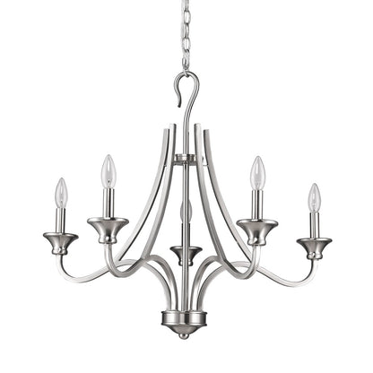 Silver Candle Style 5 Light Dimmable Chandelier