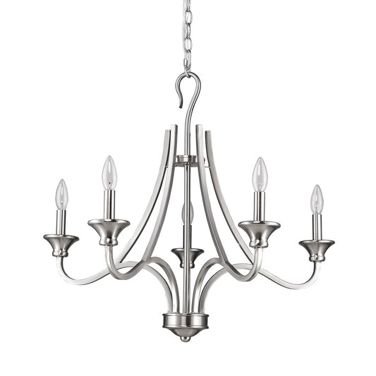 Silver Candle Style 5 Light Dimmable Chandelier