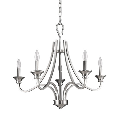 Silver Candle Style 5 Light Dimmable Chandelier