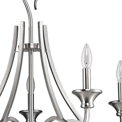 Silver Candle Style 5 Light Dimmable Chandelier
