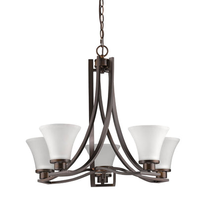 Bronze Candle Style 5 Light Frosted Dimmable Chandelier