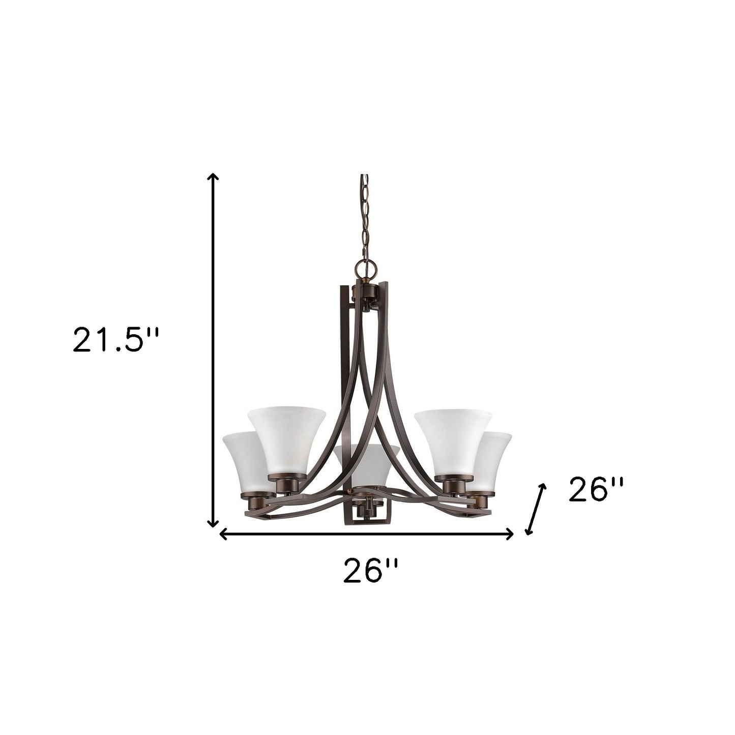 Bronze Candle Style 5 Light Frosted Dimmable Chandelier