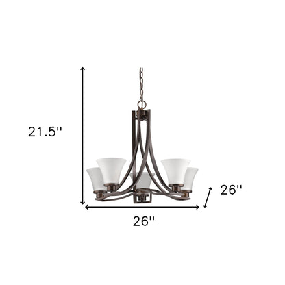 Bronze Candle Style 5 Light Frosted Dimmable Chandelier