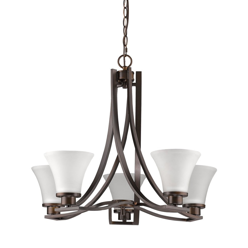Bronze Candle Style 5 Light Frosted Dimmable Chandelier
