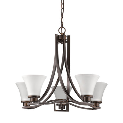 Bronze Candle Style 5 Light Frosted Dimmable Chandelier