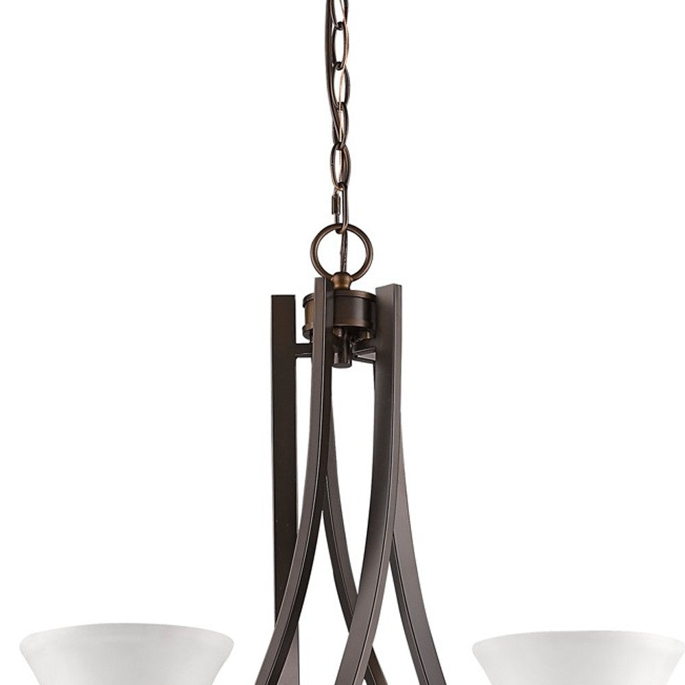 Bronze Candle Style 5 Light Frosted Dimmable Chandelier