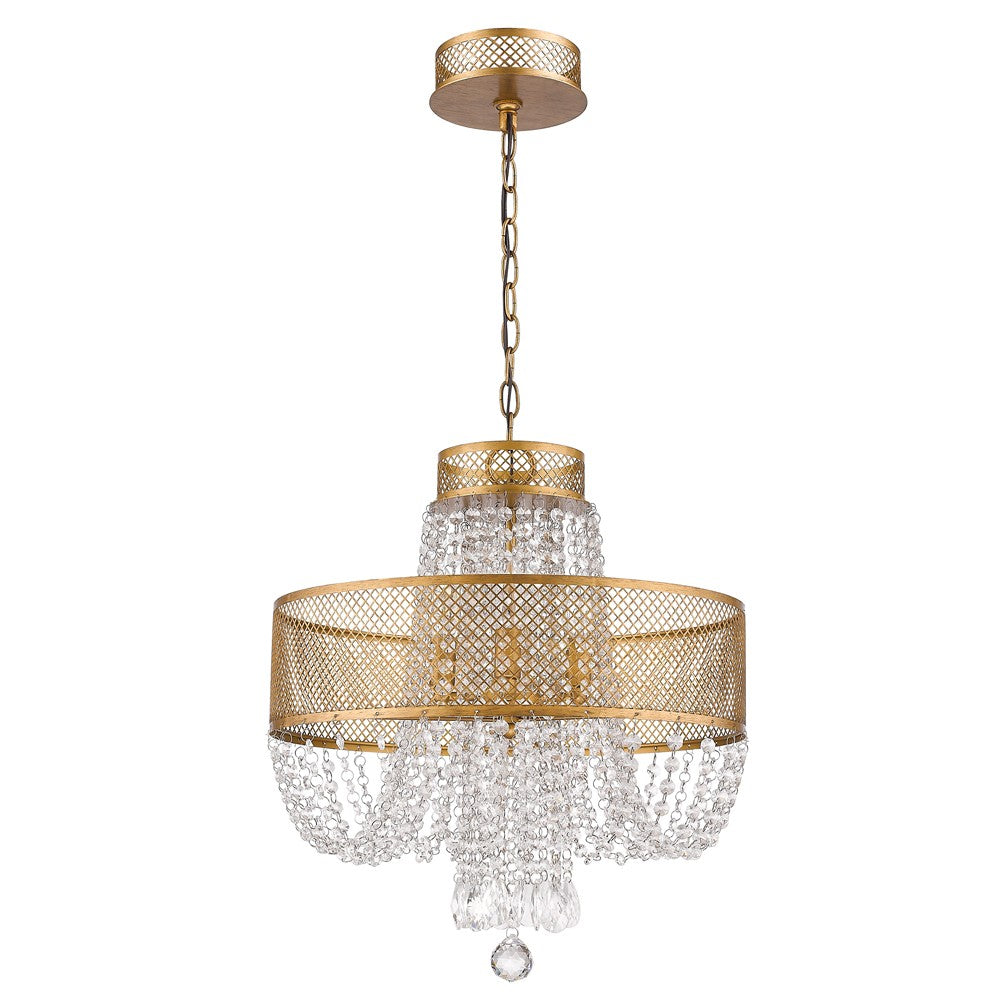 Gold 4 Light & Crystals Dimmable Chandelier