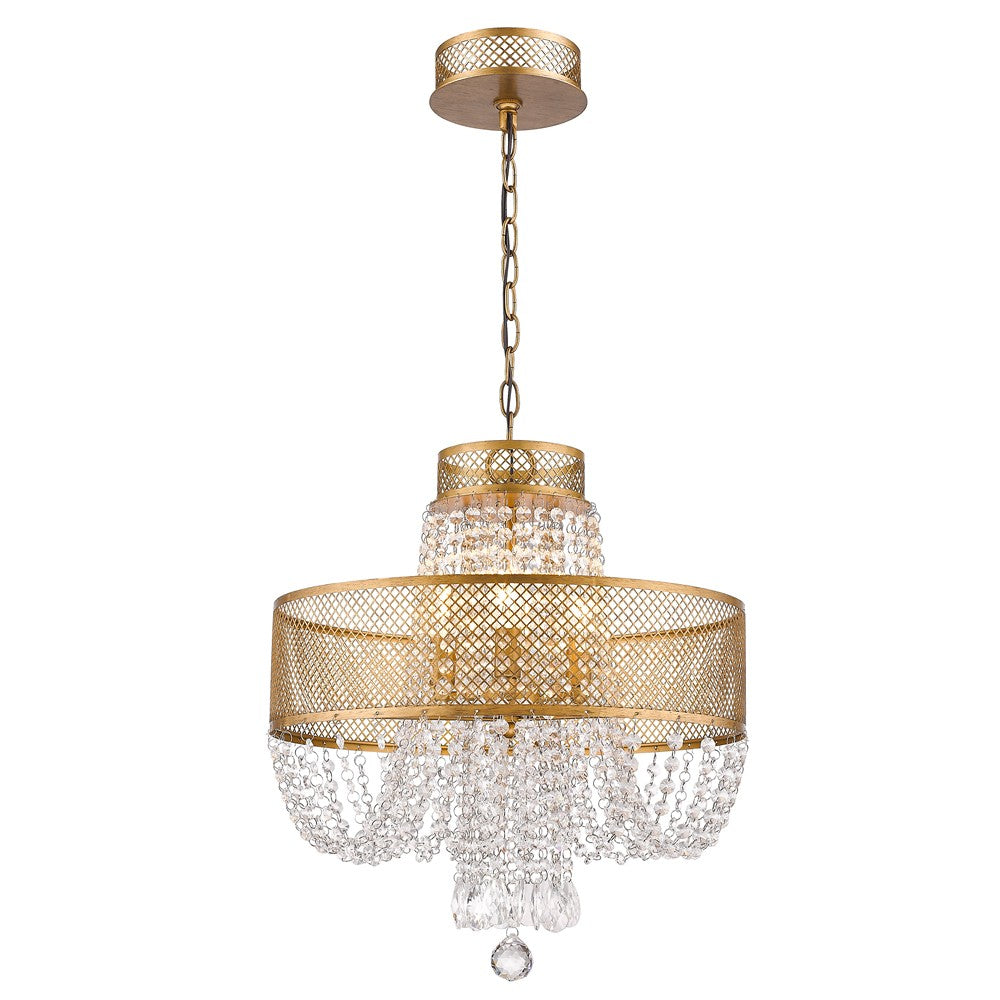 Gold 4 Light & Crystals Dimmable Chandelier