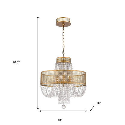 Gold 4 Light & Crystals Dimmable Chandelier