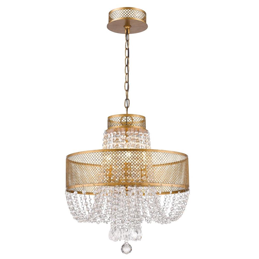 Gold 4 Light & Crystals Dimmable Chandelier