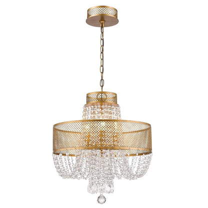 Gold 4 Light & Crystals Dimmable Chandelier