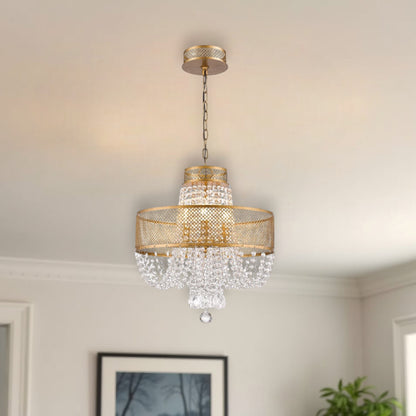 Gold 4 Light & Crystals Dimmable Chandelier