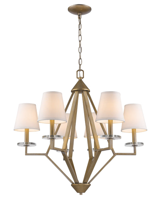 Gold Candle Style 6 Light & Crystals Dimmable Chandelier