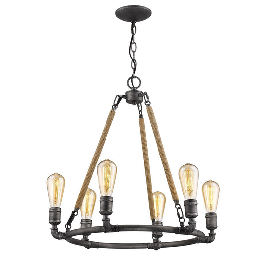 Brown & Black Candle Style 6 Light Dimmable Chandelier