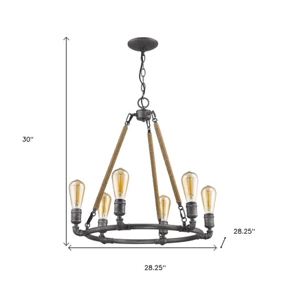 Brown & Black Candle Style 6 Light Dimmable Chandelier
