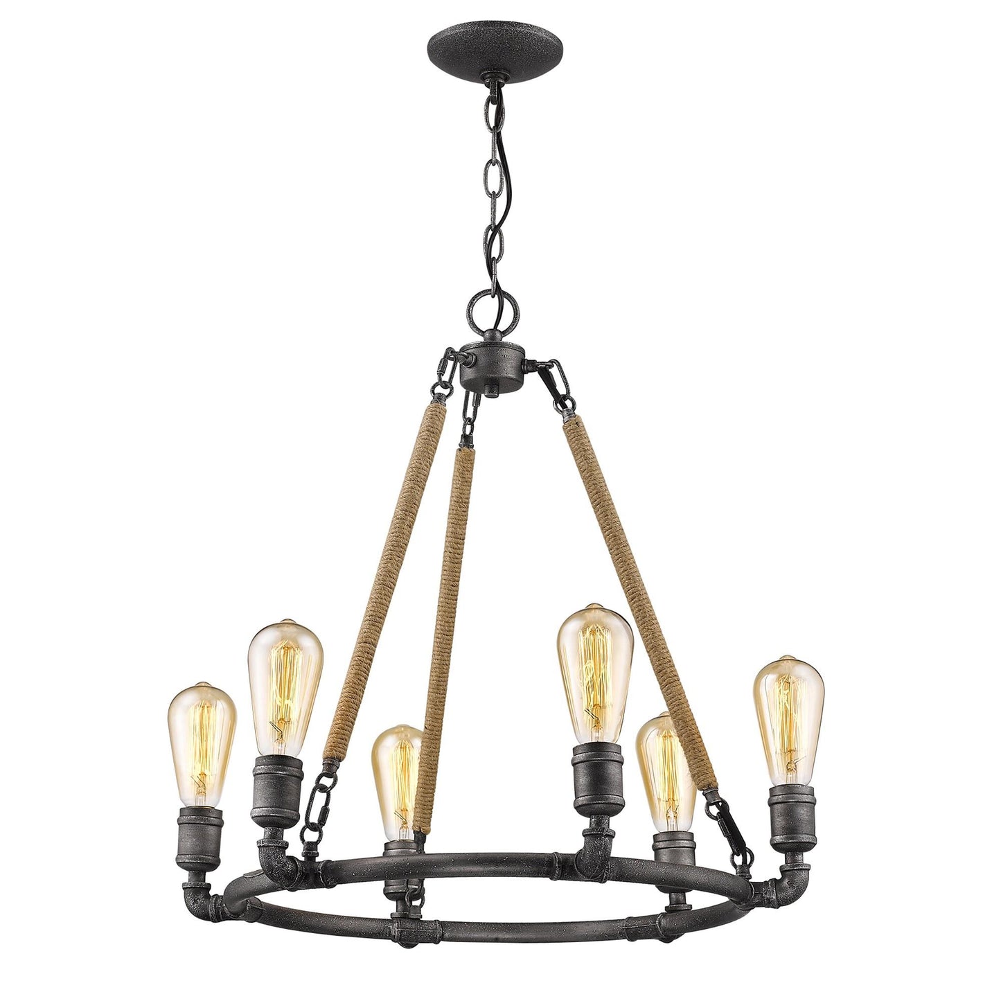 Brown & Black Candle Style 6 Light Dimmable Chandelier